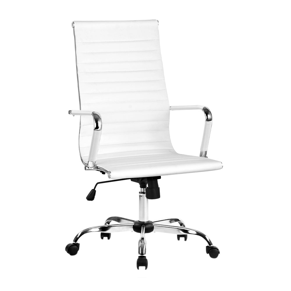 Artiss Office Chair Conference Chairs PU Leather High Back White - One Red Hill